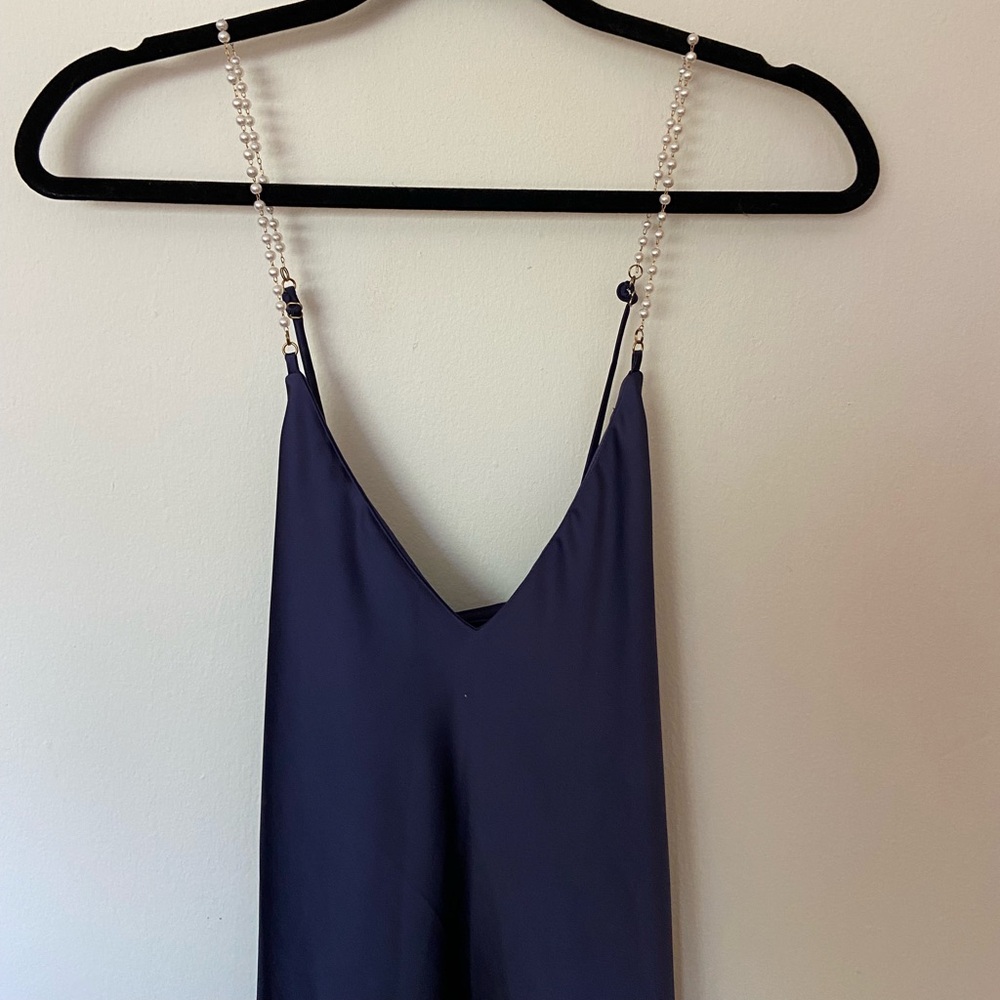 Carbon38 blue dress with pearl straps size Small